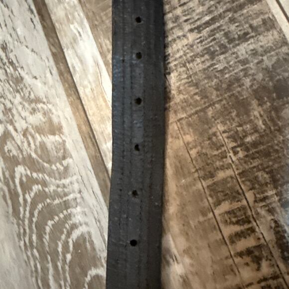 Rag & Bone Mens Black Double Layered Leather 42" Belt Silver Buckle England - Picture 7 of 8